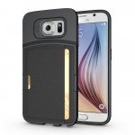 Wholesale Samsung Galaxy S6 Credit Card Fiber Hybrid Case (Black)